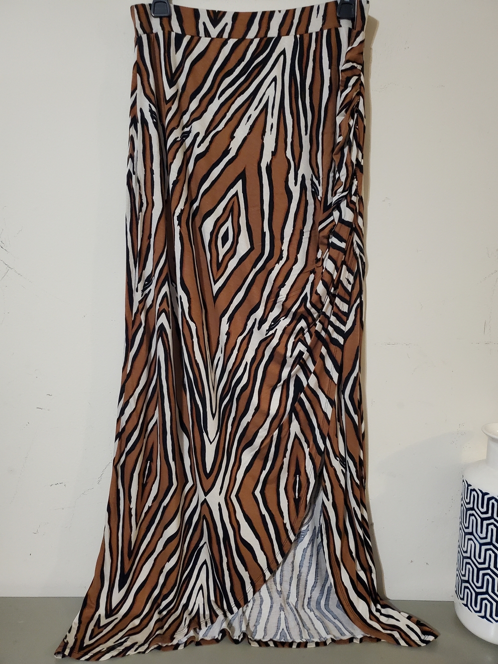 Animal Print Maxi Skirt Tribal Tan Womens Sz Large